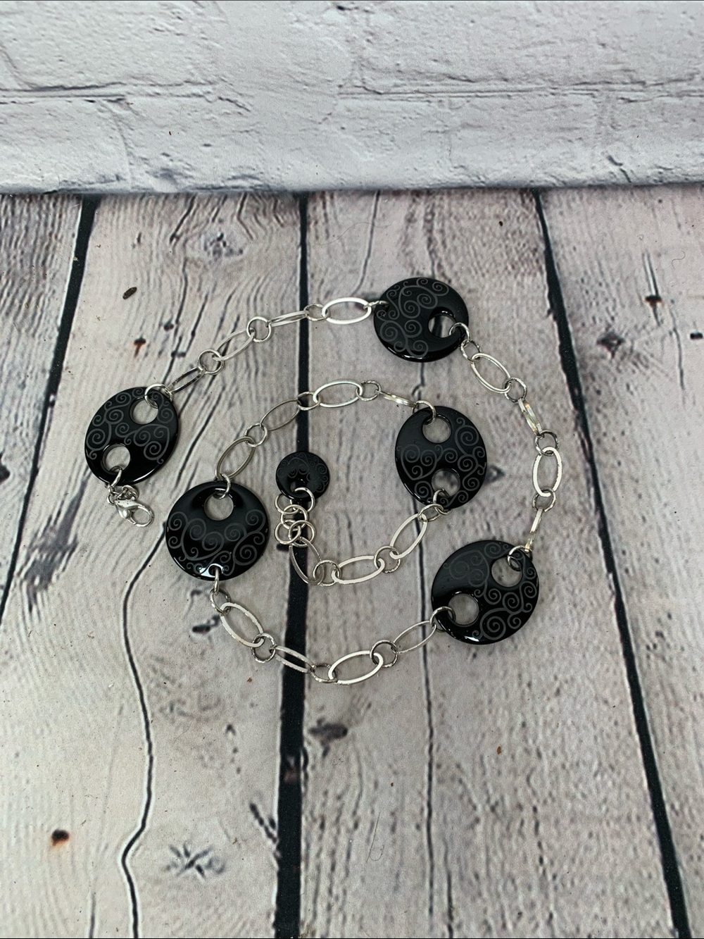 Brighton Black Swirl Disk Link Waist Belt